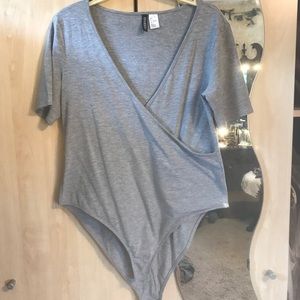 Gray wrap bodysuit